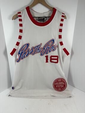 Pass The Roc Keep It Movin Mesh Basketball Jersey XL White Vintage 1891 Korea